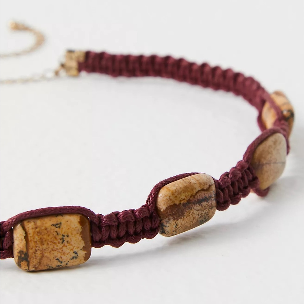 FREE PEOPLE Sweet Carolina Choker Jasper ocean marron - Picture 3 of 3